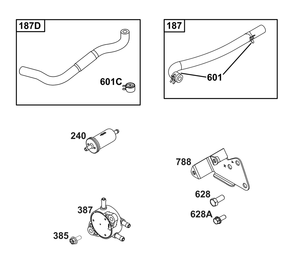 Fuel Supply Group Diagram and Parts List for 386447-3312-G1 200000 - 399999 Briggs and Stratton Engine